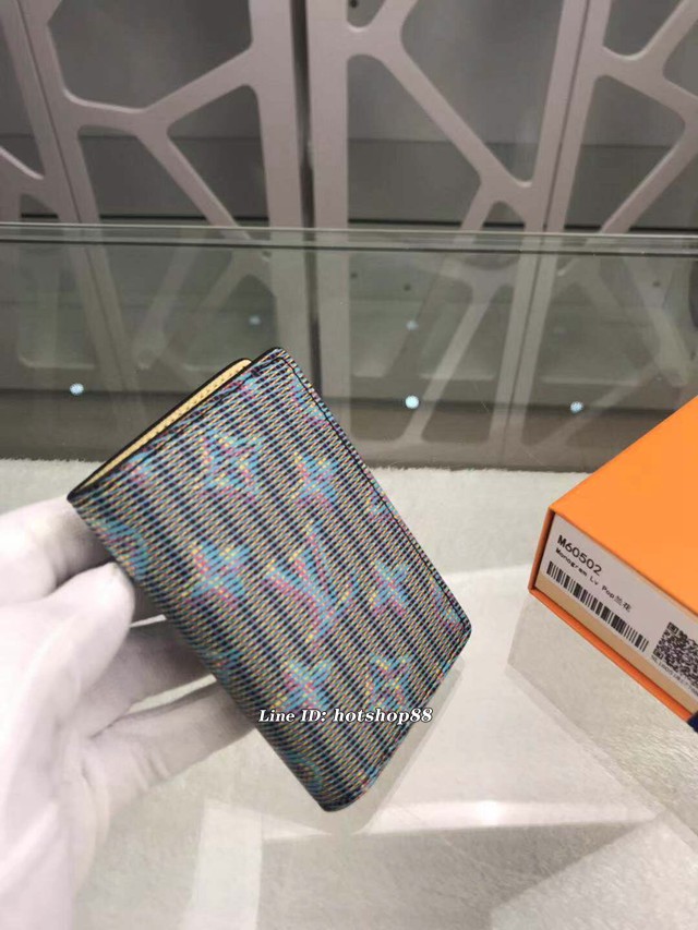 路易威登LV錢包 M60502蘭花 2019秋冬款 男女款卡夾 LV新款帆布皮夾卡包 xxlv1909